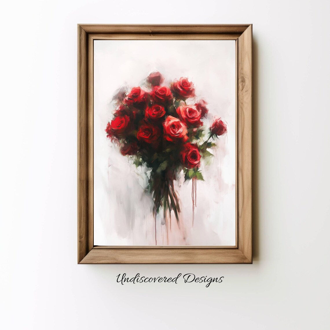 Vintage Red Roses Bouquet Poster Floral Oil Painting Style Art