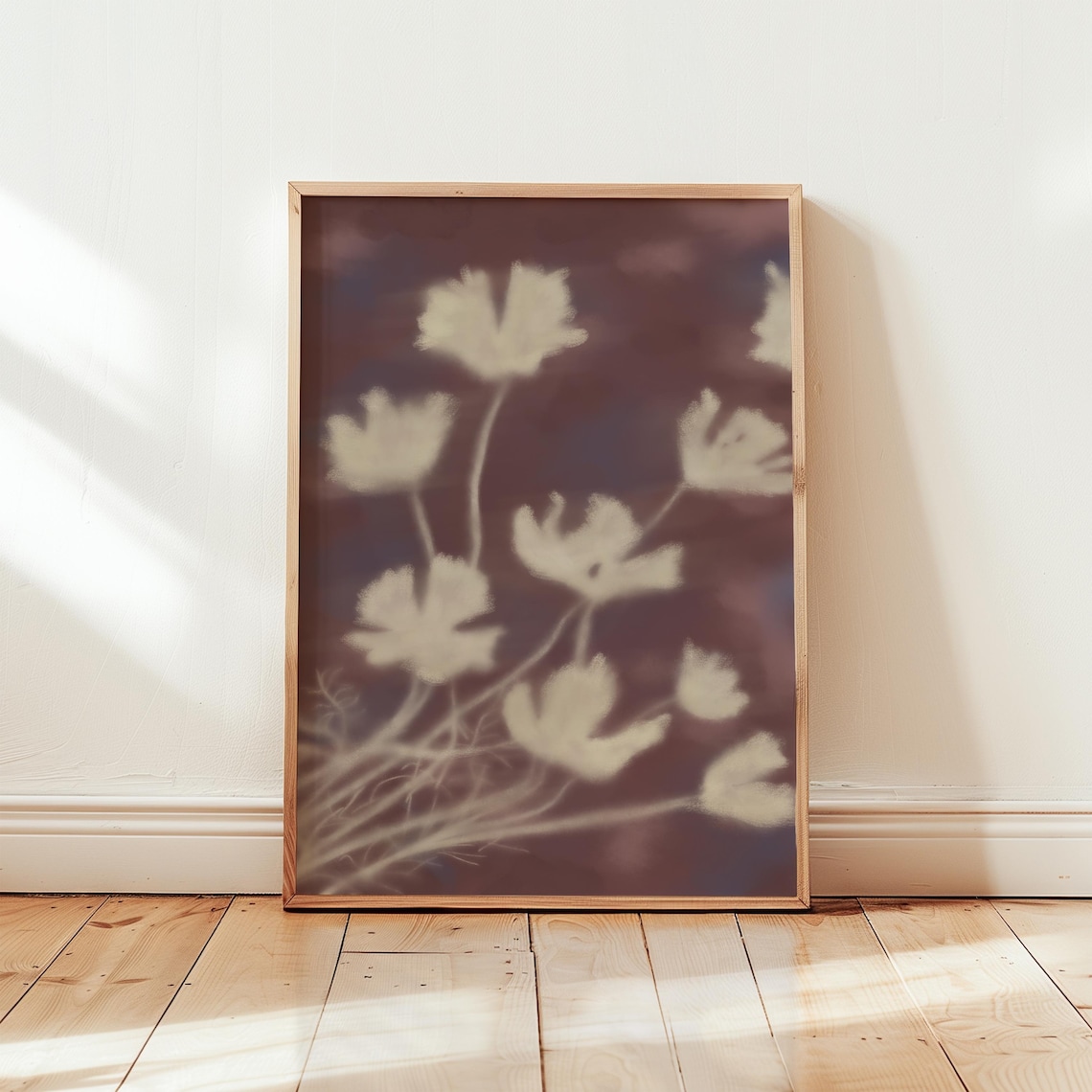 Flower Abstract Print Autumn Floral Shadow Moody Art