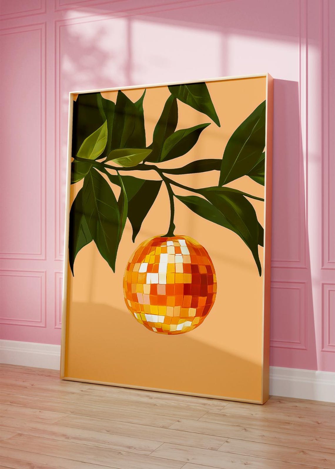Orange Disco Ball Citrus Fruit Kitchen Trendy Retro Party Poster - Image 2