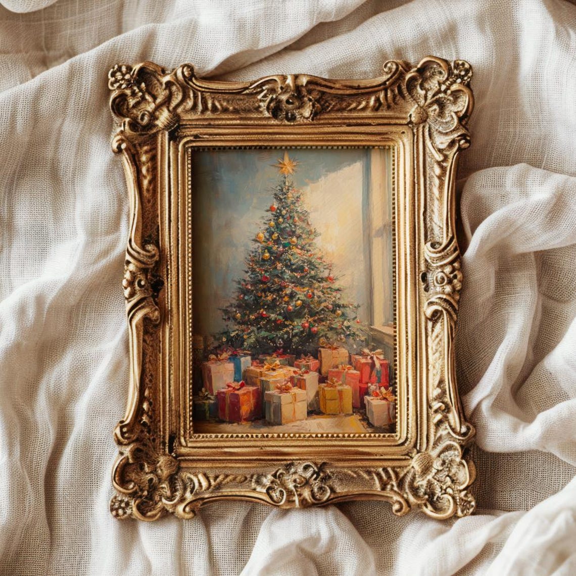 Christmas Tree By Sunlit Window With Gifts Impressionist Poster - Image 2
