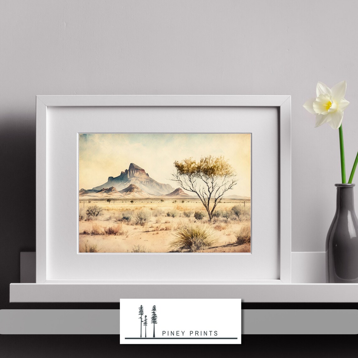 Southwest Desert Watercolor Mesa Mountain Landscape Painting Poster - Image 3