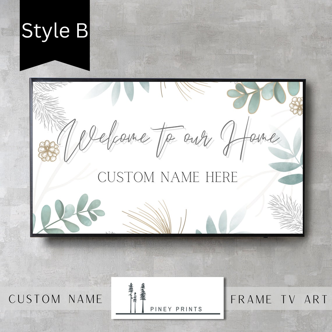 Personalized Family Welcome Home Sage Green Eucalyptus TV Poster - Image 3