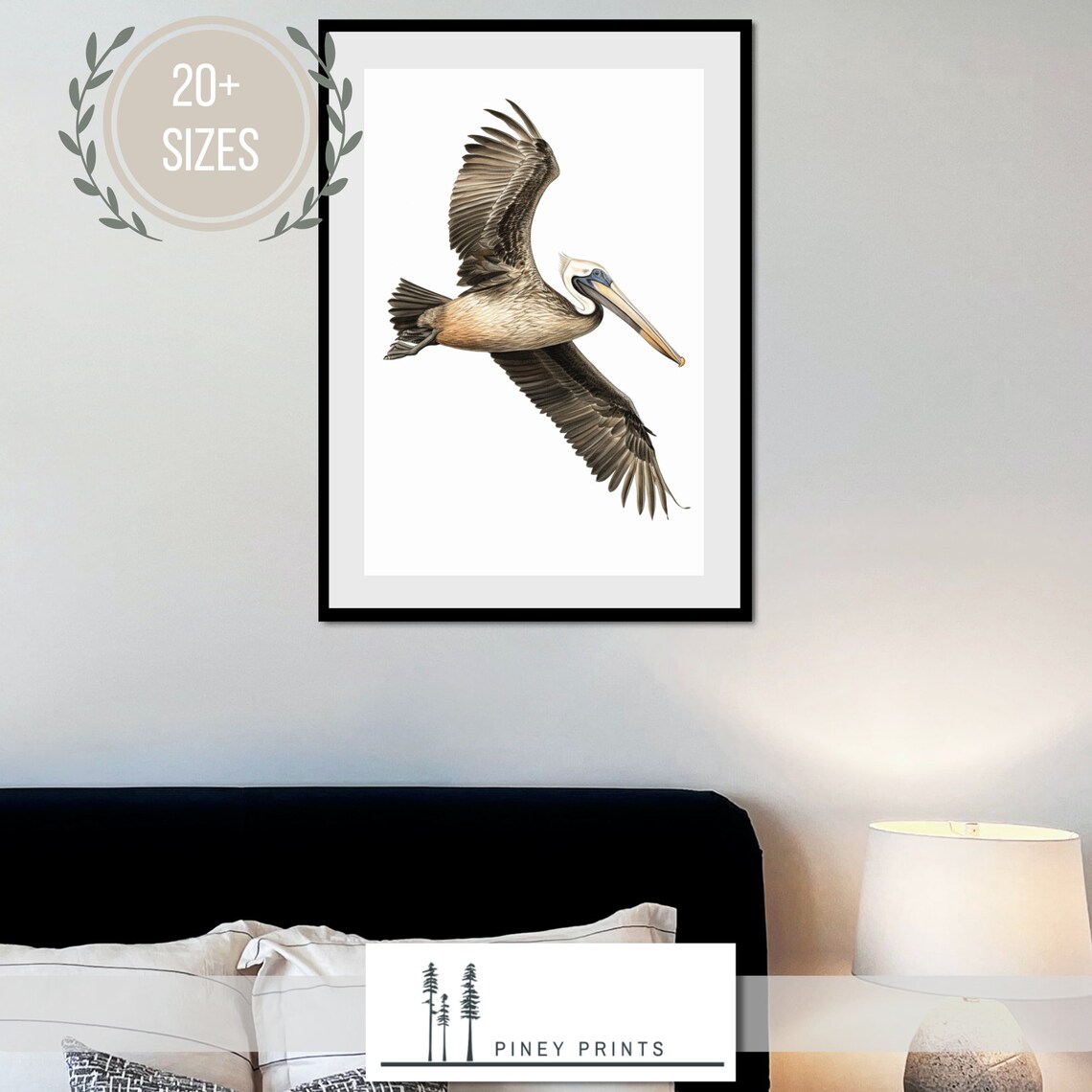 Brown Pelican In Flight Seabird Watercolor Illustration Art Poster - Image 3