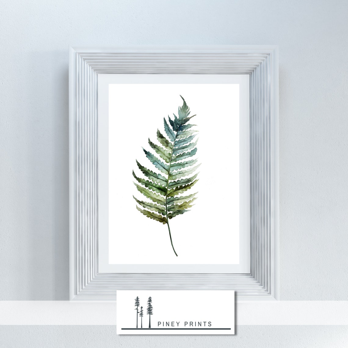 Teal Green Fern Leaf Watercolor Minimalist Modern Botanical Poster - Image 4