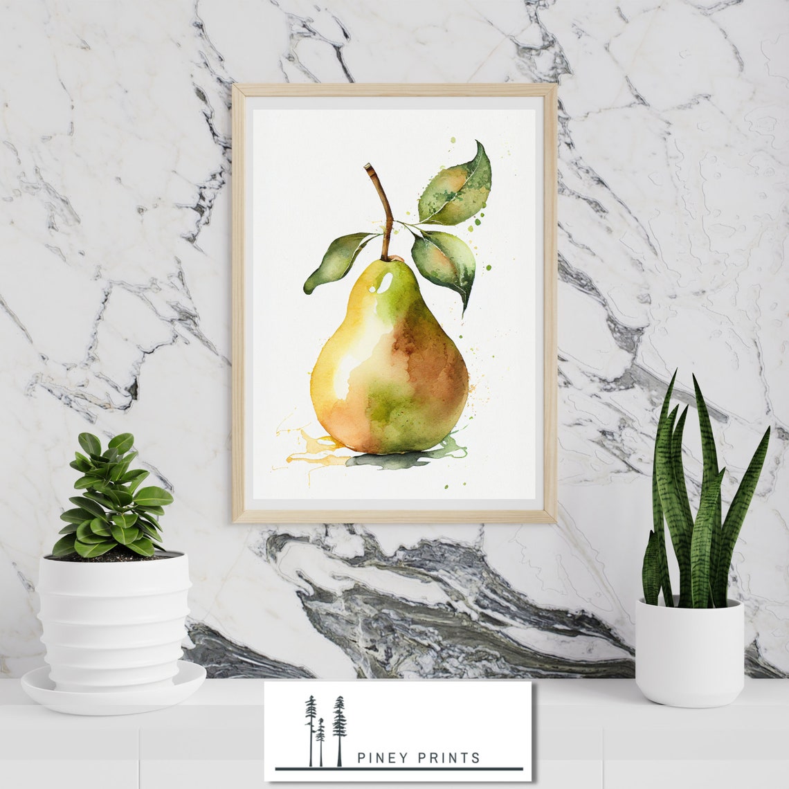 Watercolor Pear Single Fruit Botanical Kitchen Minimalist Wall Poster