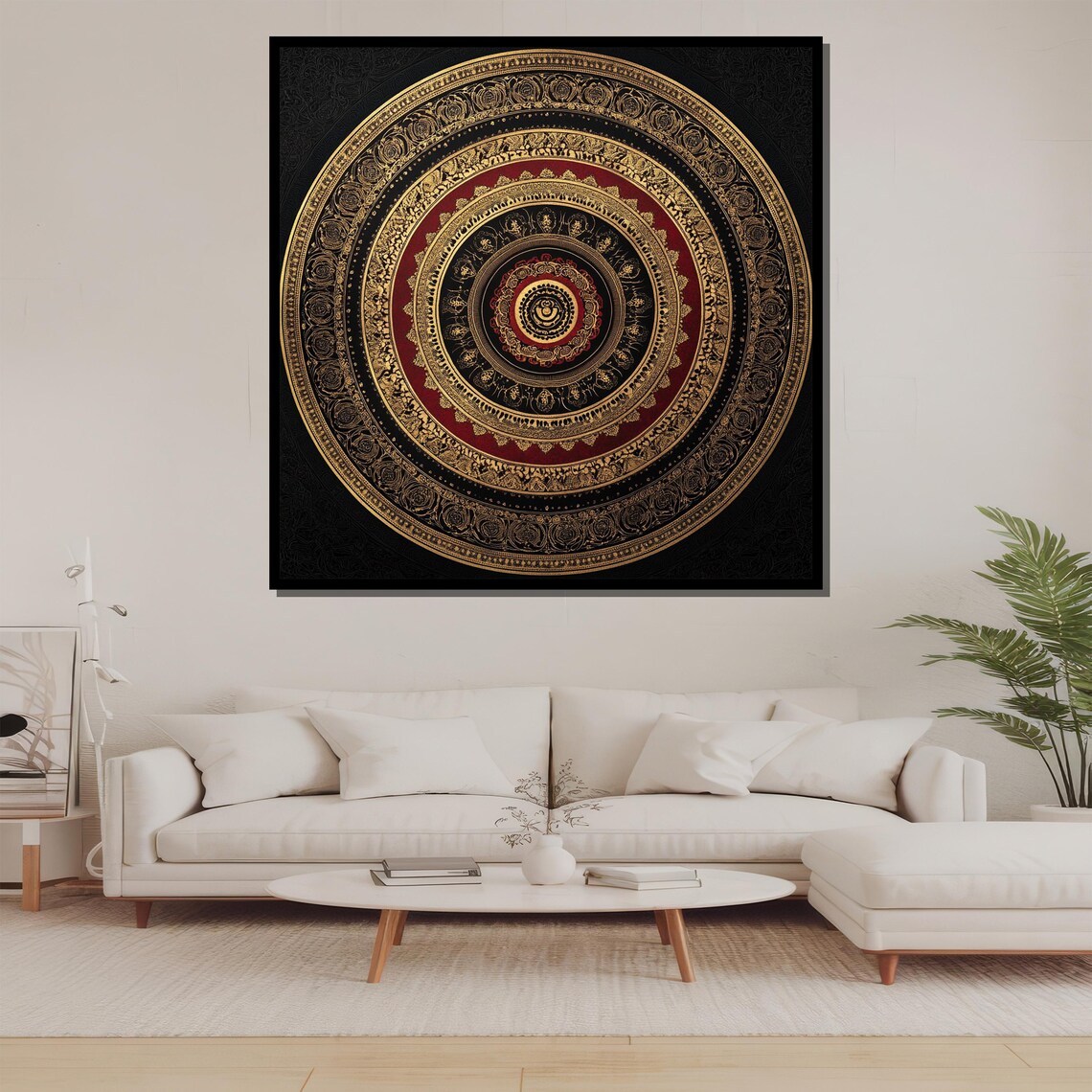 Luxury Black and Gold Mandala Circle Ornate Spiritual Art Print - Image 2