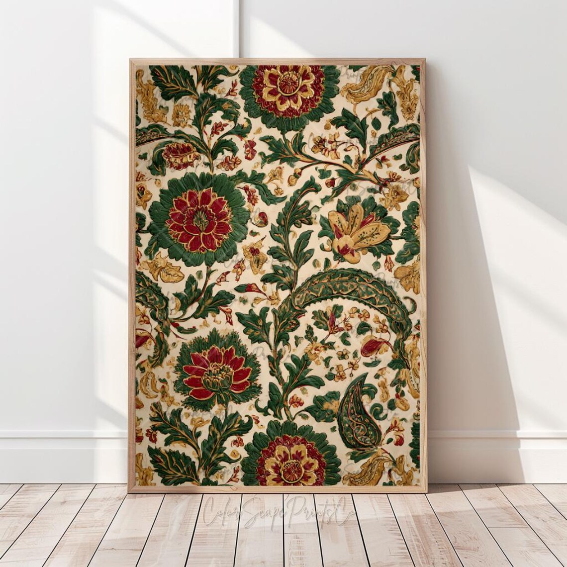 Vintage Floral Botanical Pichwai Art Print Set