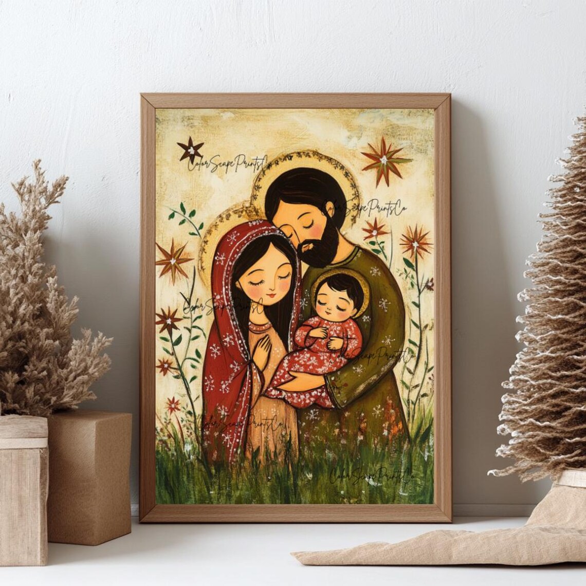 Holy Family Nativity Folk Art Mary Joseph Jesus Christmas Poster - Image 4