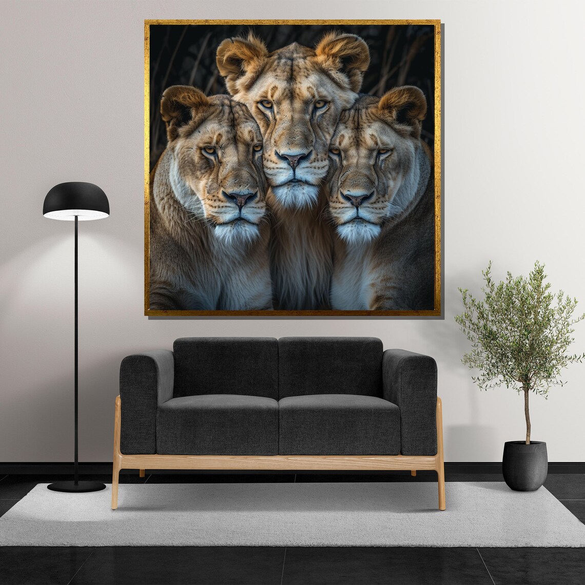 Three Majestic Lionesses in Intimate Close-Up Wildlife Portrait Poster - Image 5