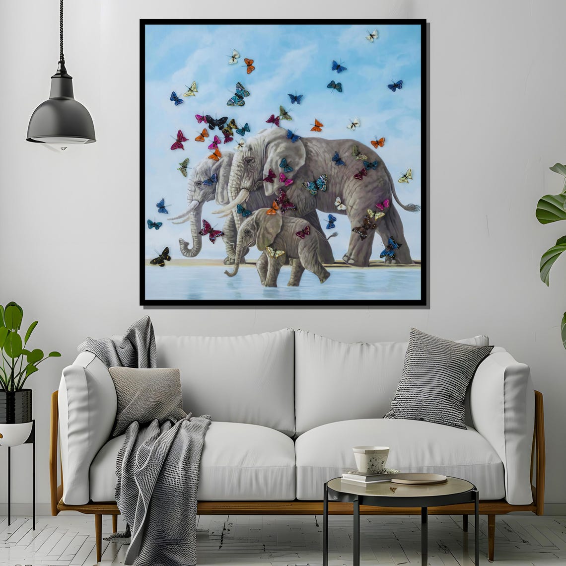 Elephants And Butterflies Painting Whimsical Wildlife Artwork Perfect Nature Inspired Gift For Animal Lovers And Home Decor - Image 4