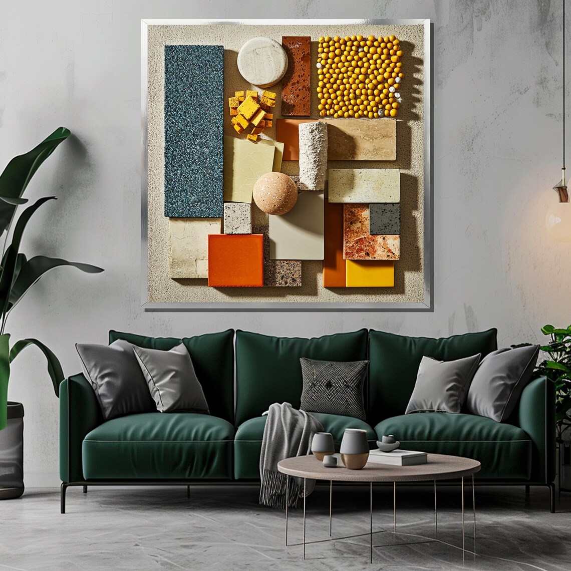 Earthy Material Board Ochre Terracotta Tiles and Mosaic Poster - Image 3