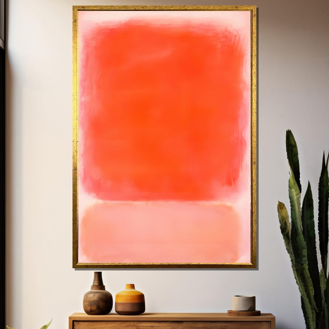 Radiant Orange Over Soft Pink Layers Modern Abstract Art Poster