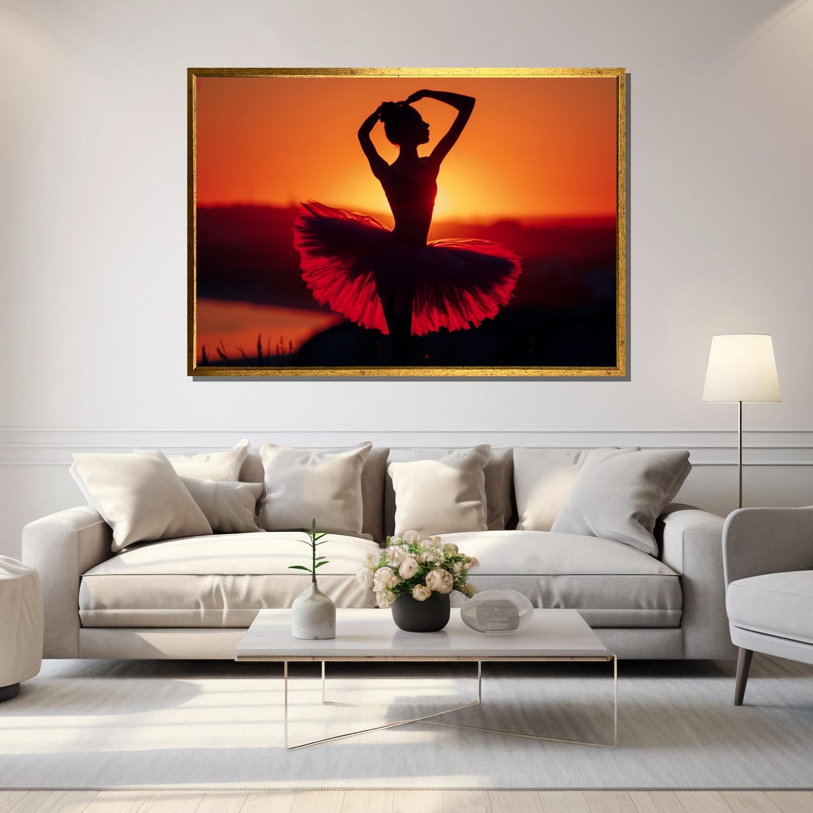 Silhouette Ballerina Painting Elegant Sunset Dance Art Gift For Ballet Lovers - Image 5
