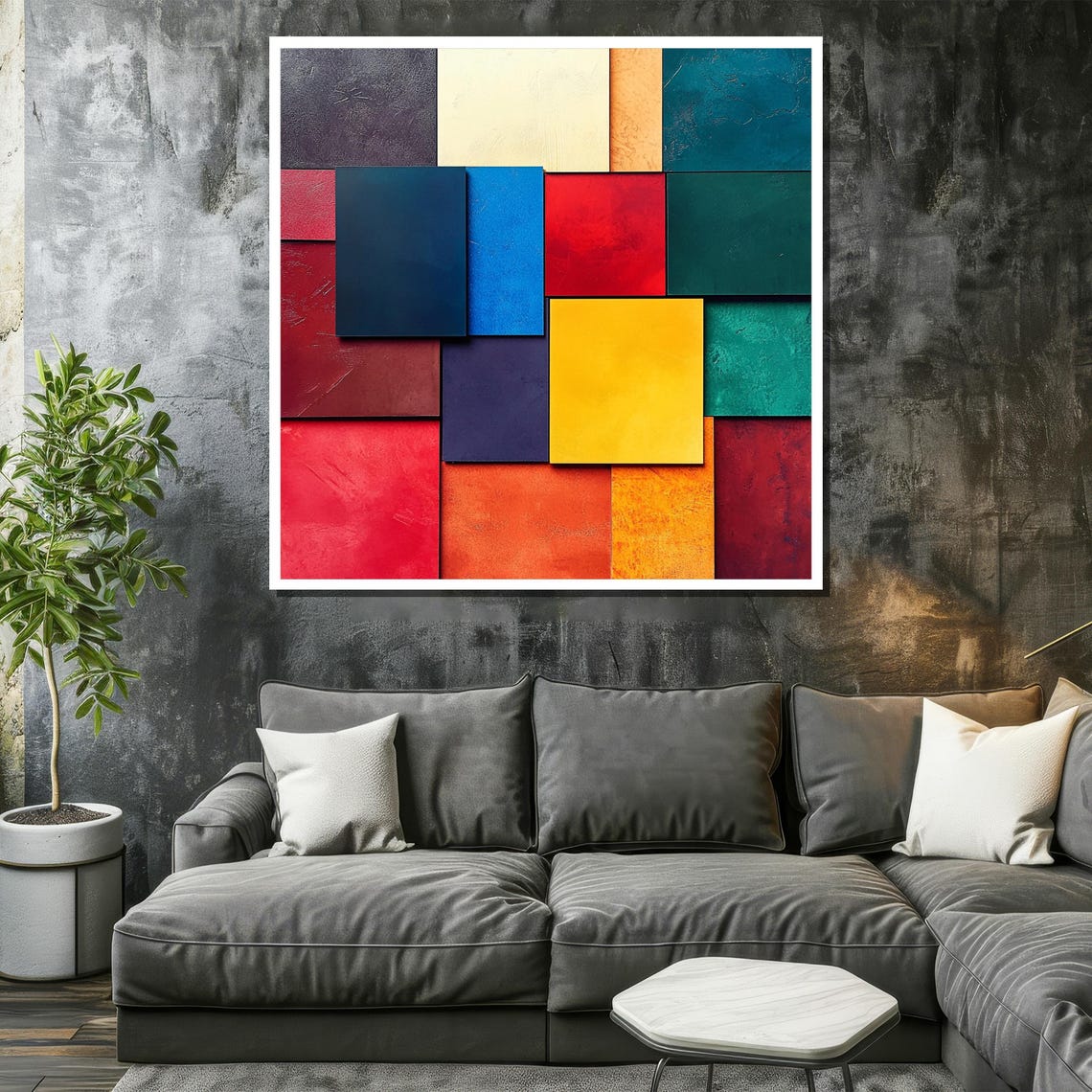 Vibrant Geometric Wall Art Bold Color Block Abstract Modern Mondrian Inspired Contemporary Home Decor Gift For Art Lovers - Image 2