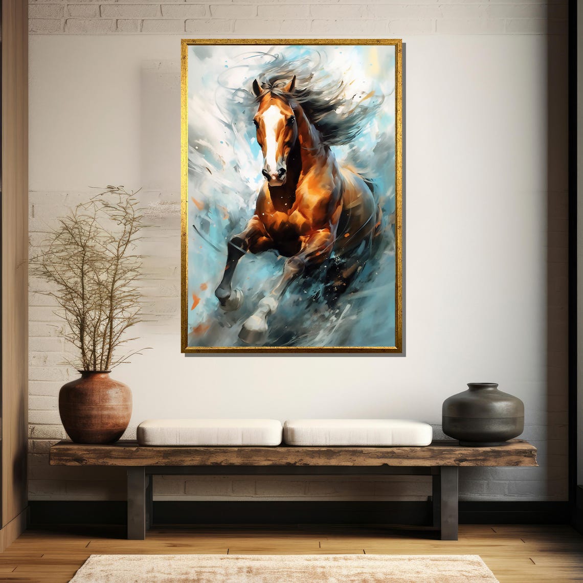 Galloping Chestnut Horse In Motion Dynamic Equine Action Art Poster - Image 5