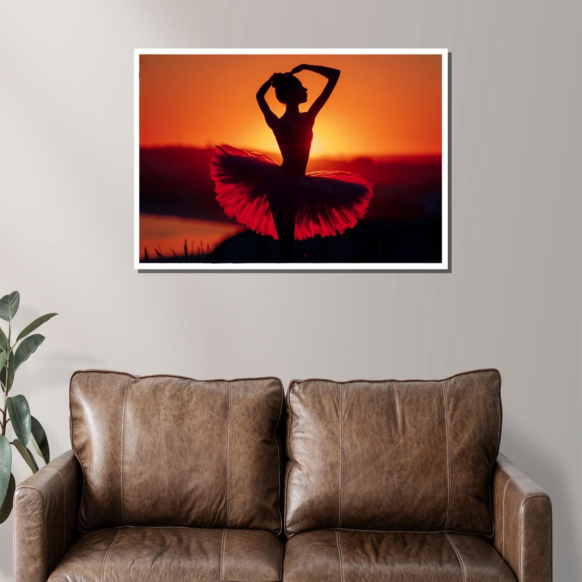 Silhouette Ballerina Painting Elegant Sunset Dance Art Gift For Ballet Lovers - Image 2