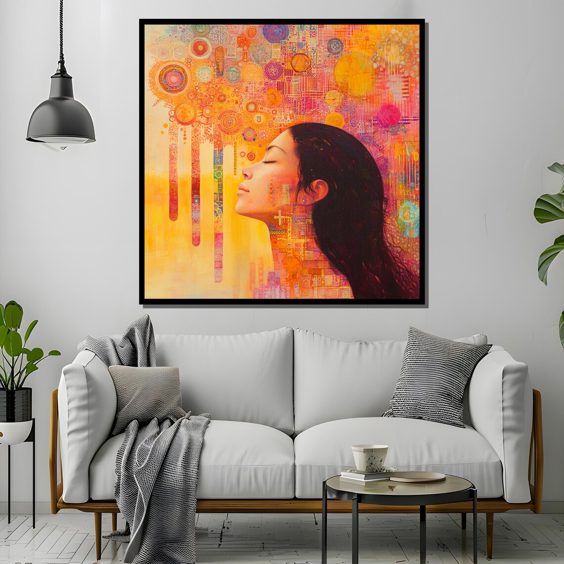 Serene Woman Profile Golden Mandala Spiritual Abstract Poster - Image 4