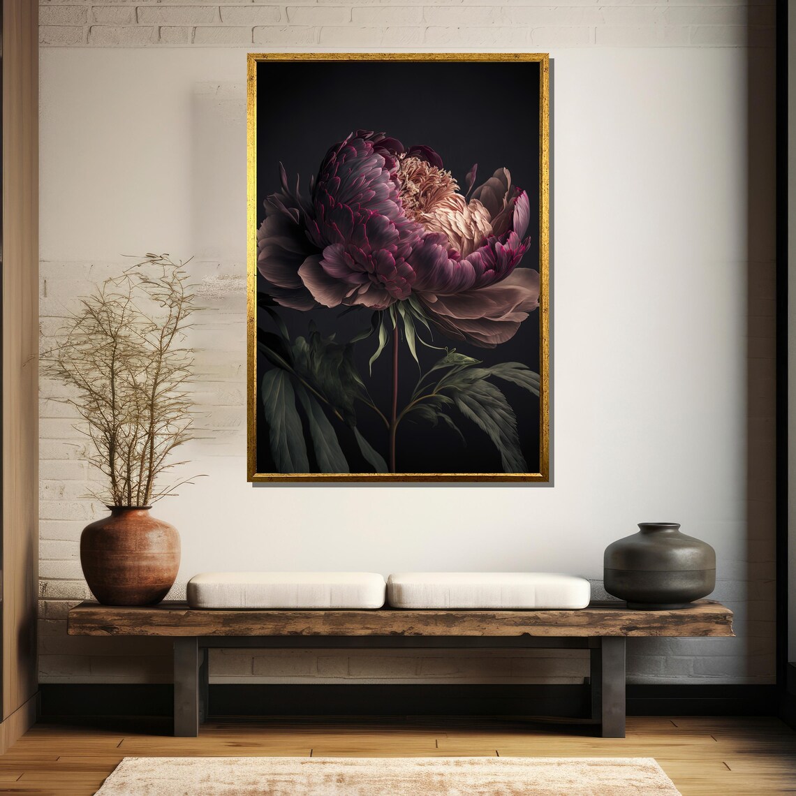 Moody Dark Burgundy Peony Flower Closeup Dramatic Floral Poster - Image 5