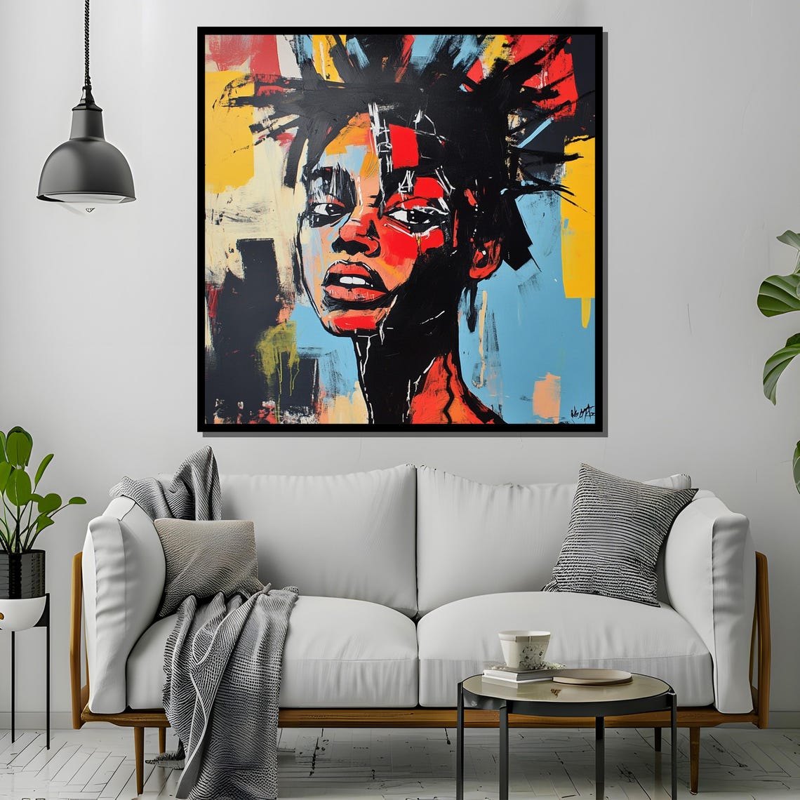 Basquiat Inspired Abstract Portrait Painting Expressionist Street Art Woman Print Bold Urban Wall Decor Contemporary Modern Art - Image 4