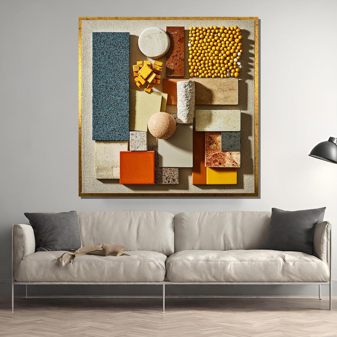 Earthy Material Board Ochre Terracotta Tiles and Mosaic Poster
