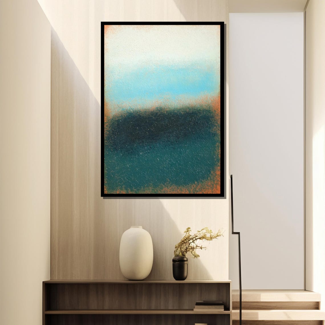 Tranquil Blue and Earthy Gradient Abstract with Textured Finish Poster - Image 4
