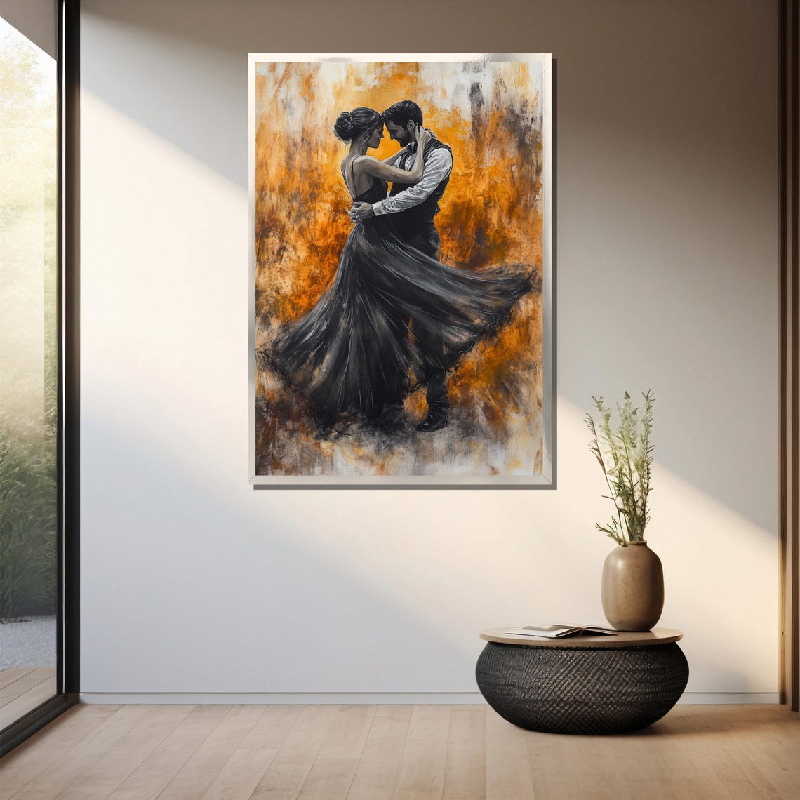 Elegant Ballroom Dance Painting Graceful Couple In Motion Sophisticated Gift For Art Lovers Modern Black And Gold Wall Art - Image 3