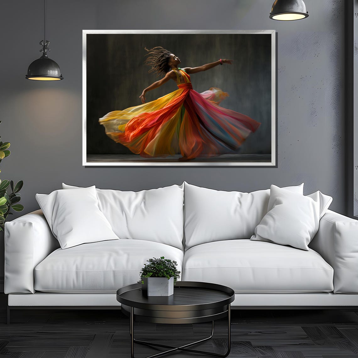 Dancer Twirling In A Rainbow Multicolor Flowing Dress Poster - Image 3