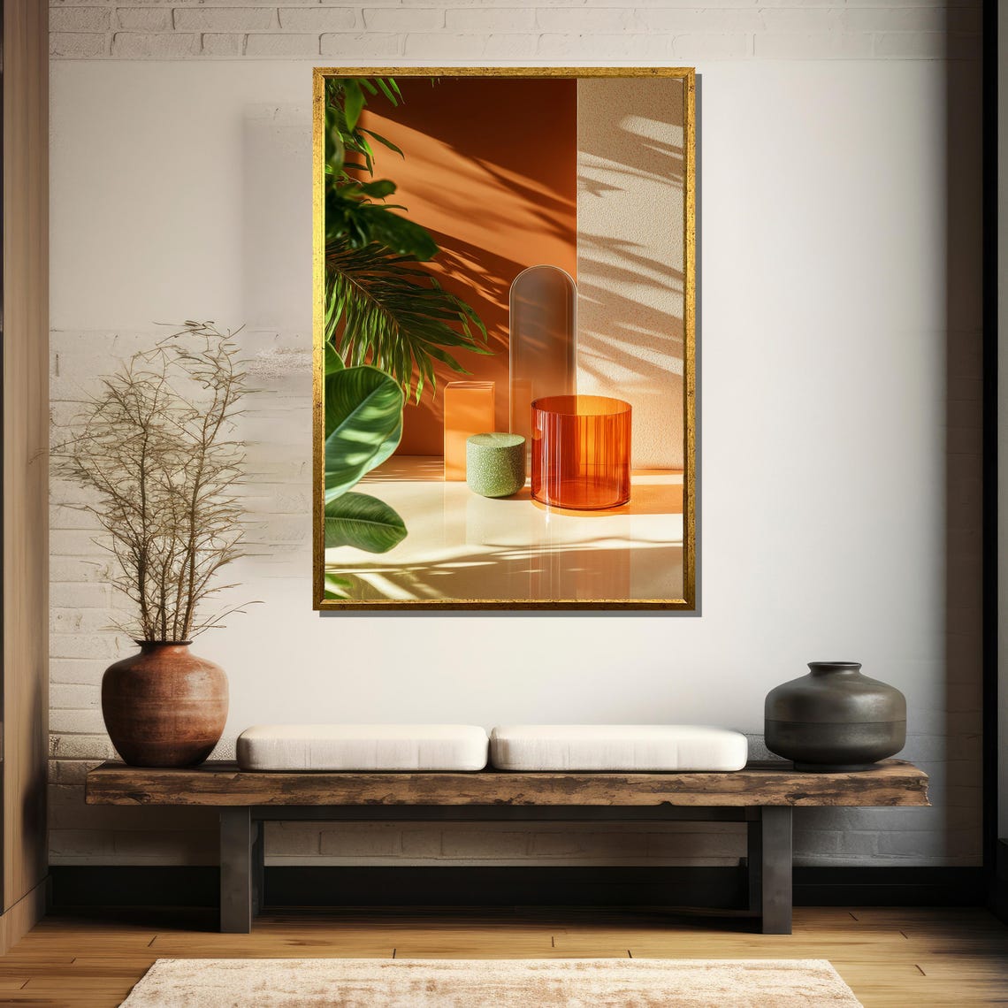 Sunlit Amber Glassware Still Life Warm Modern Minimalist Wall Art - Image 5