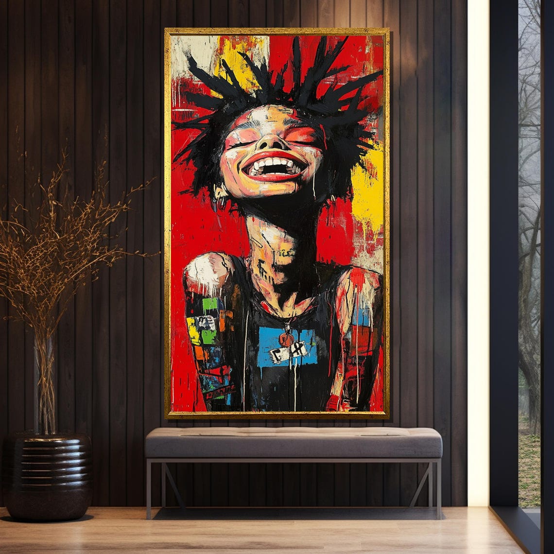 Punk Rock Girl Painting Basquiat Inspired Graffiti Art Bold Urban Wall Decor Expressionist Portrait Artwork Unique Gift Idea - Image 5