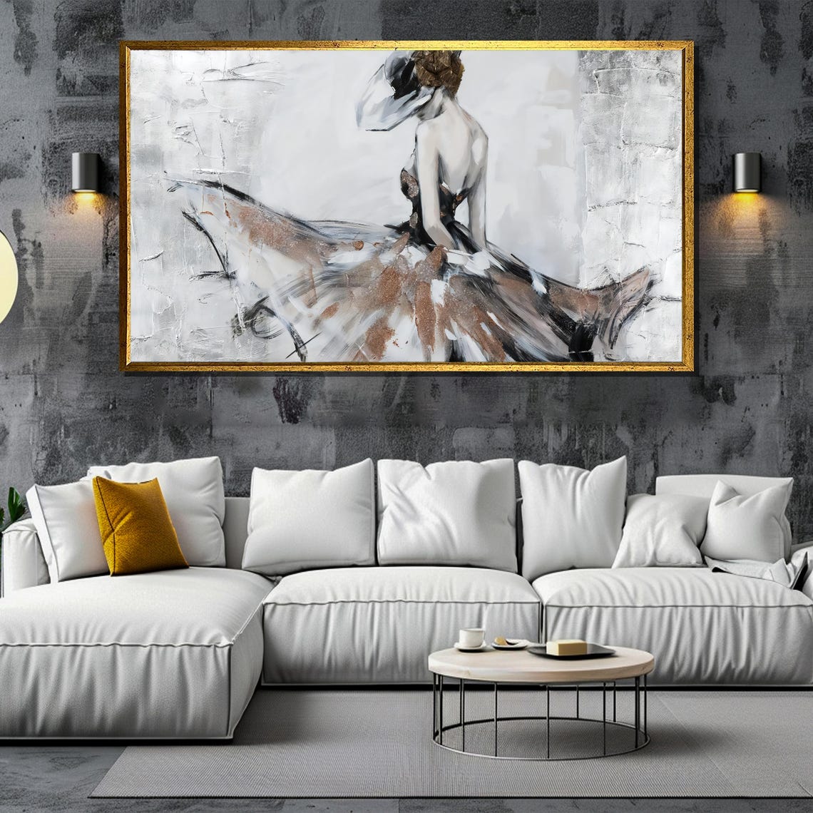 Abstract Ballerina in Flowing Neutral Tones Modern Dance Art Poster - Image 5