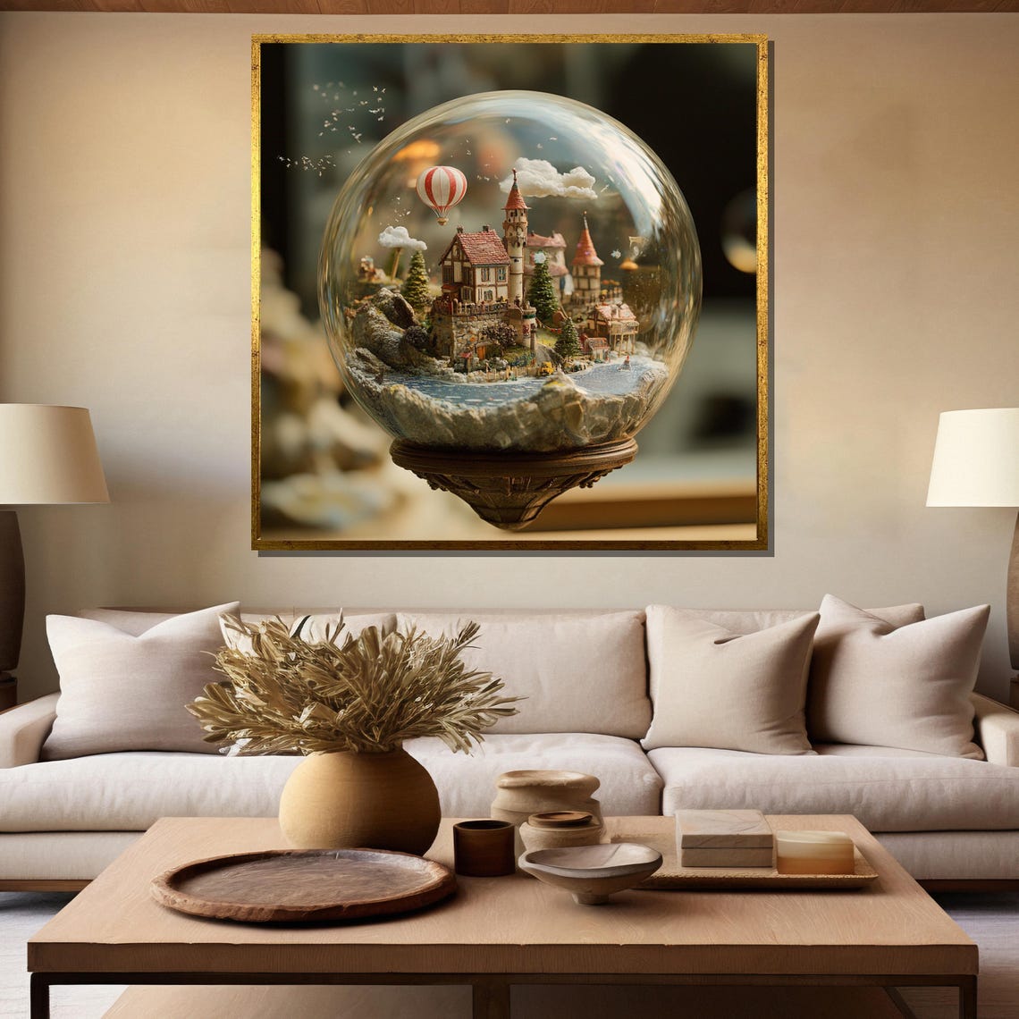 Whimsical Miniature Village Inside Glass Globe Fantasy Poster - Image 5