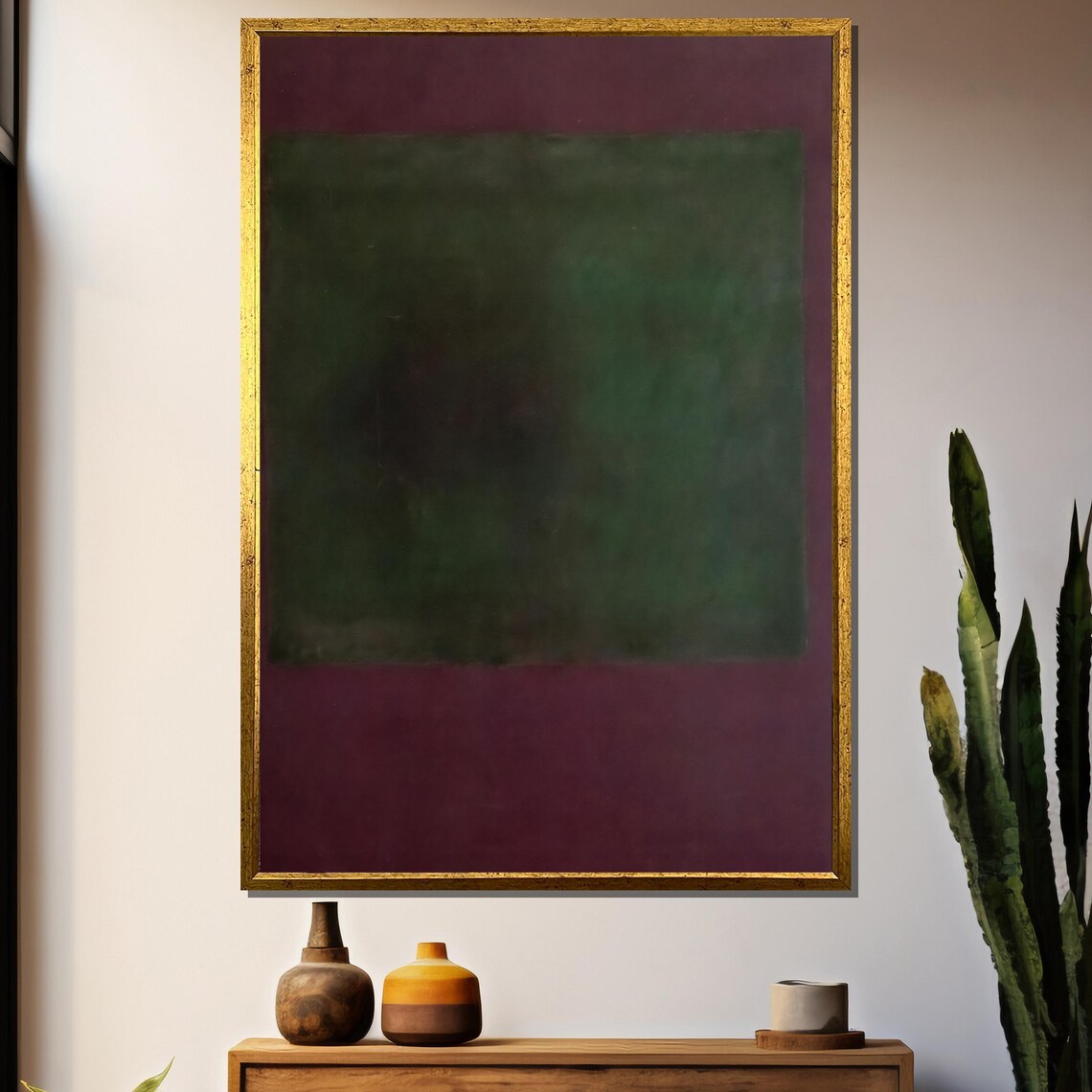 Deep Forest Green On Rich Maroon Abstract Color Field Poster