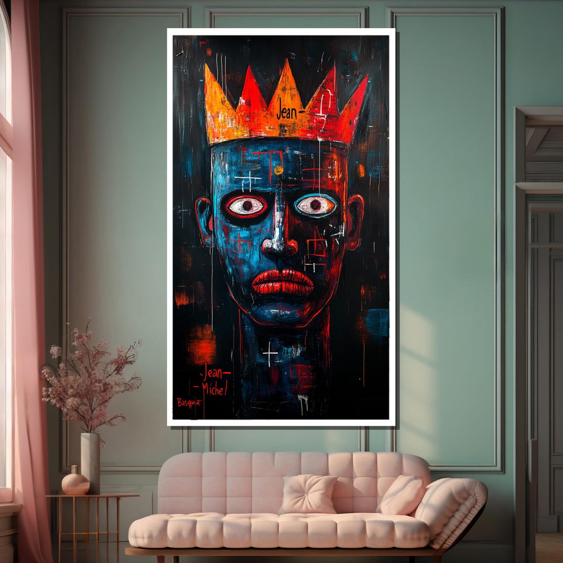 Basquiat Crown Painting Abstract Expressionist Portrait Art Urban Graffiti Wall Decor Bold Contemporary Print - Image 2