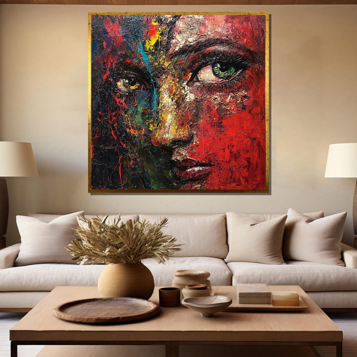 Bold Abstract Portrait Painting Vibrant Art Gift For Modern Home Decor - Image 5
