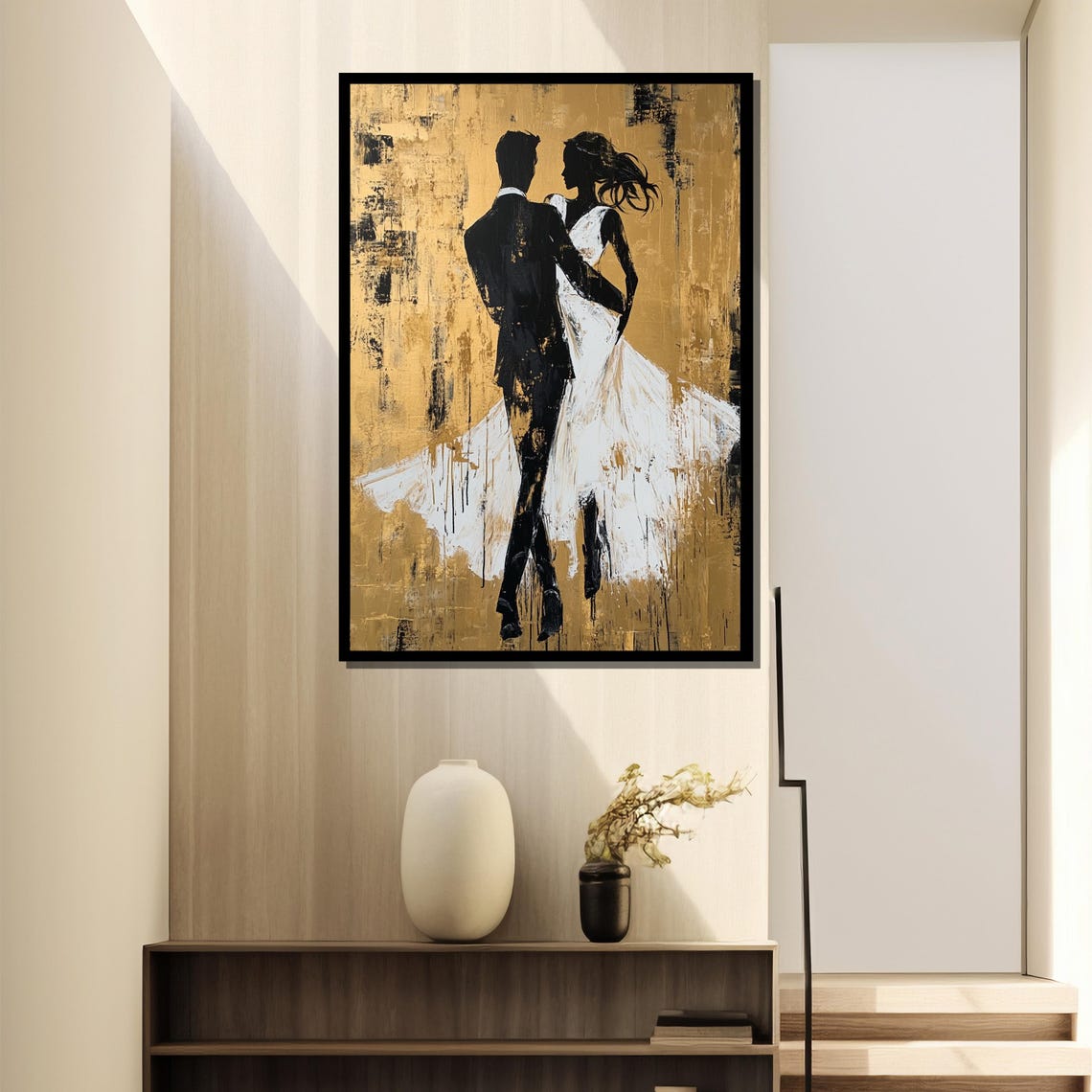 Golden Dancing Couple Silhouette Romantic Love Story Wall Poster - Image 4