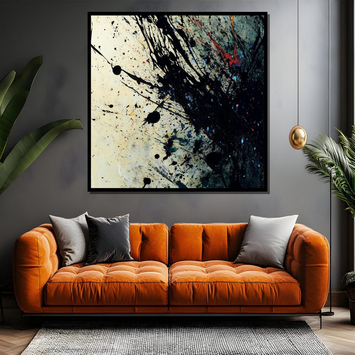 Vibrant Red Paint Splatter on Black Background Bold Abstract Poster - Image 4