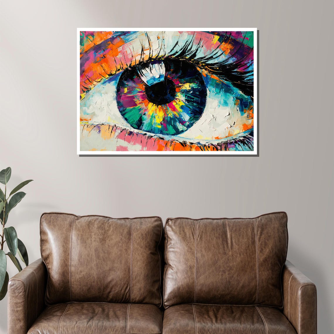 Vivid Abstract Close Up Eye Colorful Palette Knife Art Poster - Image 2