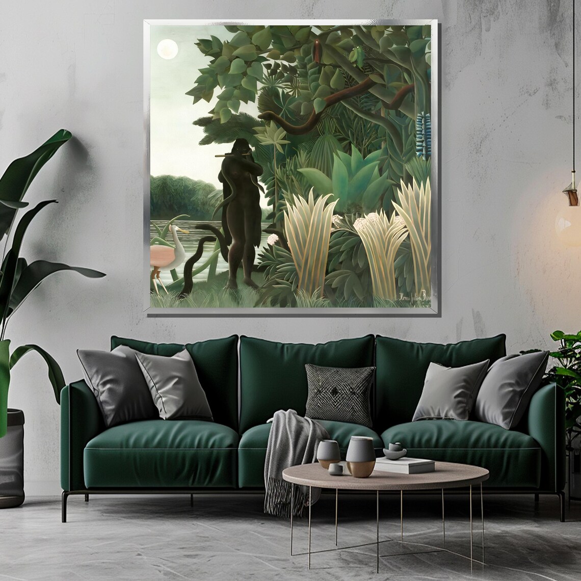 Henri Rousseau Exotic Jungle Snake River Scene Painting Print - Image 3