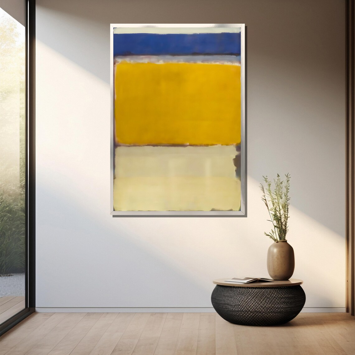 Sunny Yellow And Cobalt Blue Layered Abstract Color Field Poster - Image 3
