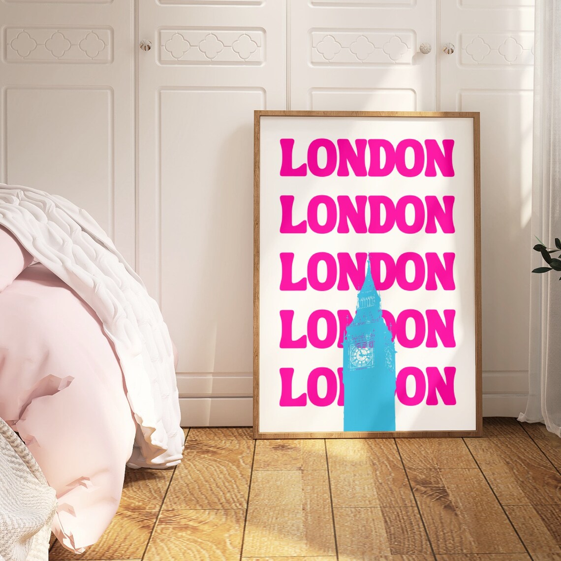 London Wall Art London City Print Art Pink Big Ben Print Preppy Wall Print Cityscape Travel Poster Dorm Room Decor - Image 2