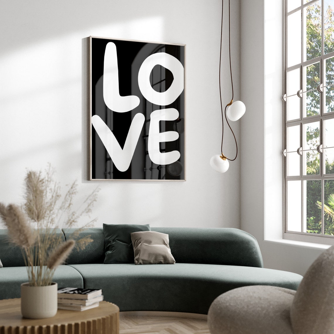 Love Bold White Bubble Letter Black Modern Minimalist Type Poster - Image 2