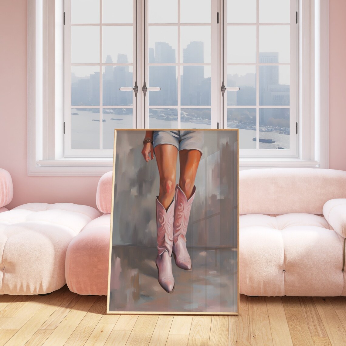 Coastal Cowgirl Print Pink Boots Trendy Print Pastel Preppy Cowgirl Dorm Room Decor Girly Pink Retro Western Wall Art - Image 2