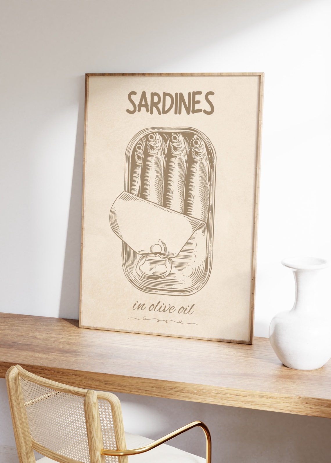 Sardines In Olive Oil Vintage Tin Illustration Retro Kitchen Poster - Image 2