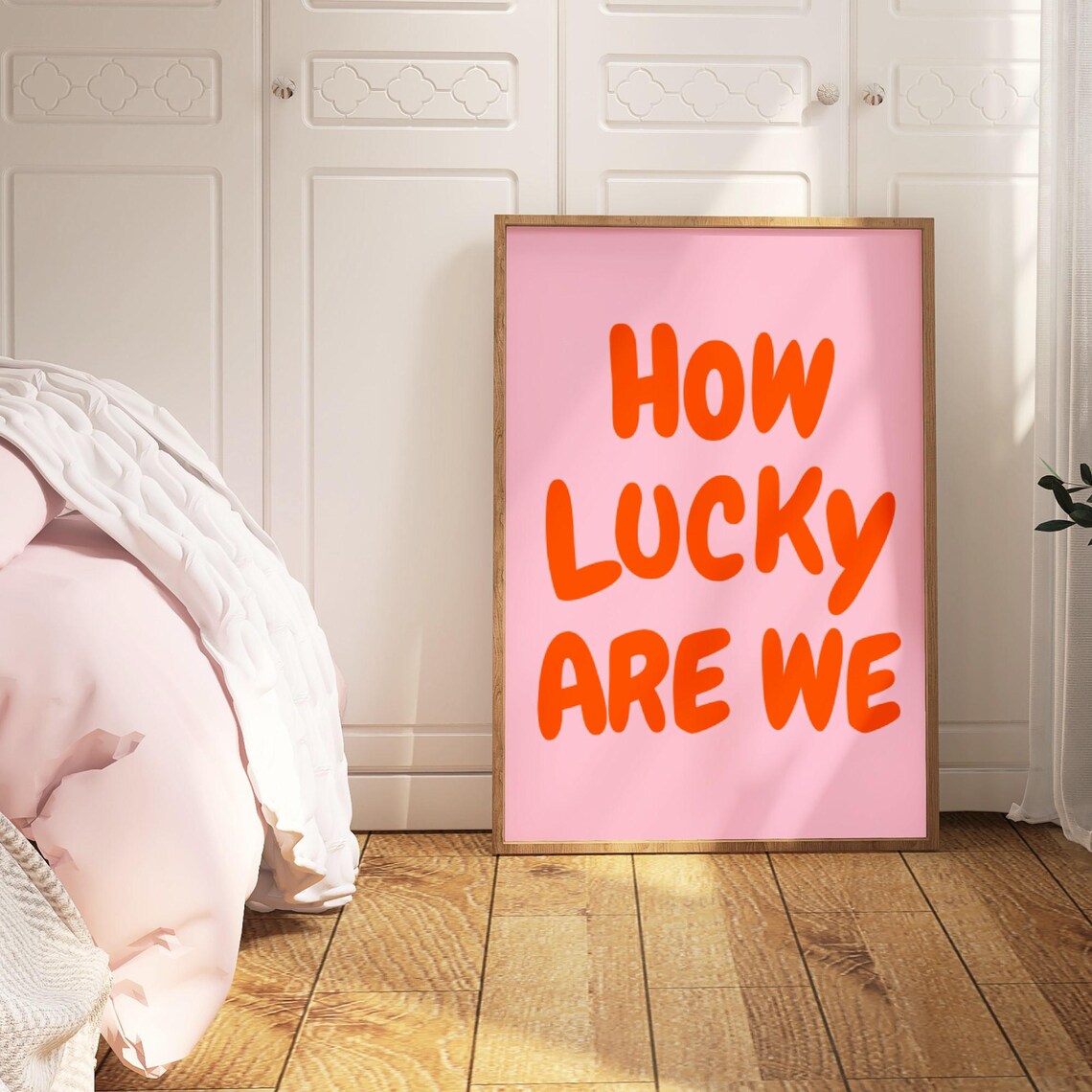 How Lucky Are We Typography Quote Poster, Retro Aesthetic - Image 4