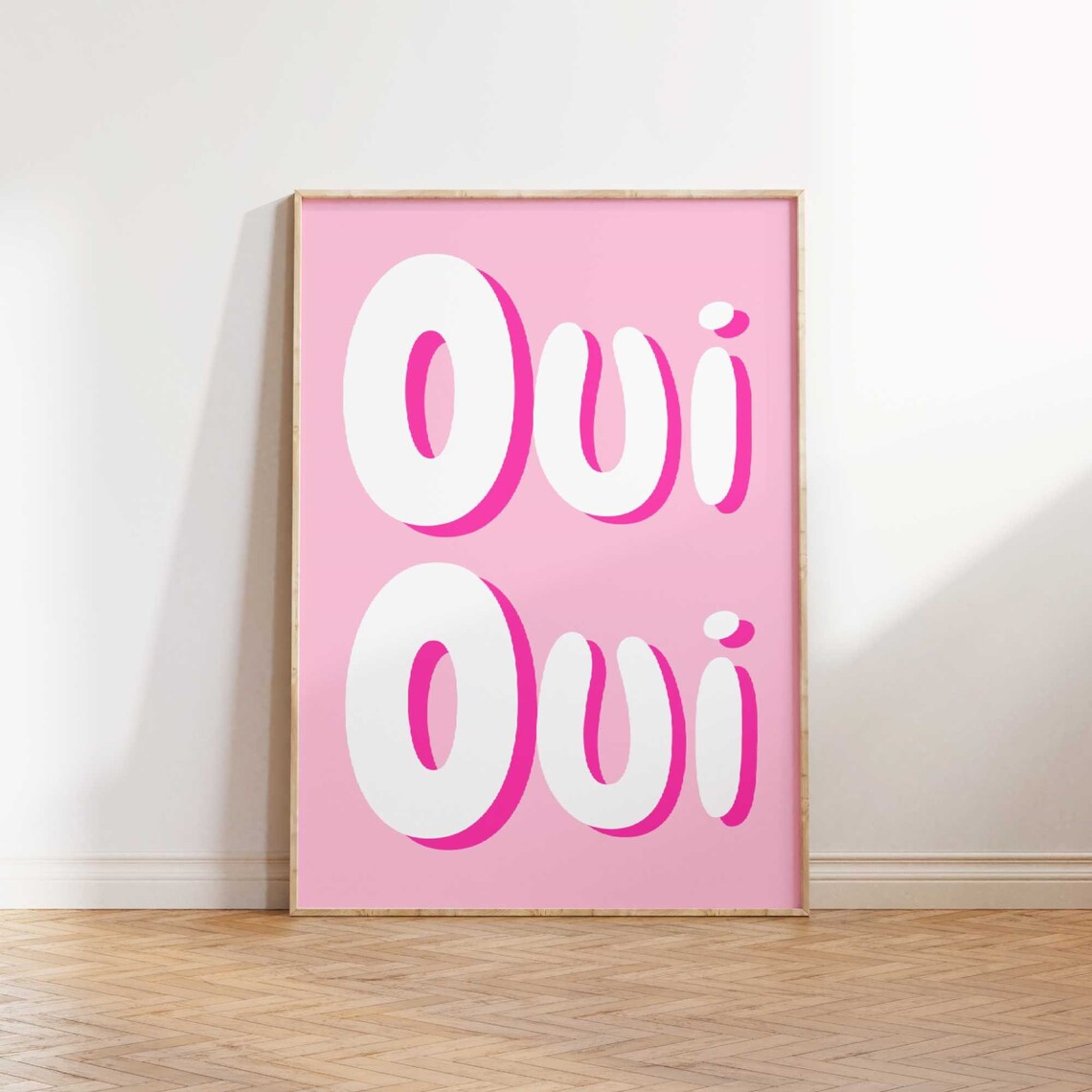 Oui Oui Pink Puffy Typography Poster French Phrase Trendy Cute Decor