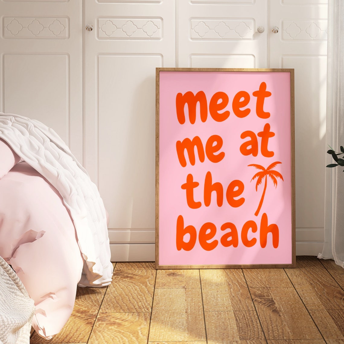 Meet Me At The Beach Orange Palm Retro Summer Tropical Poster - Image 4