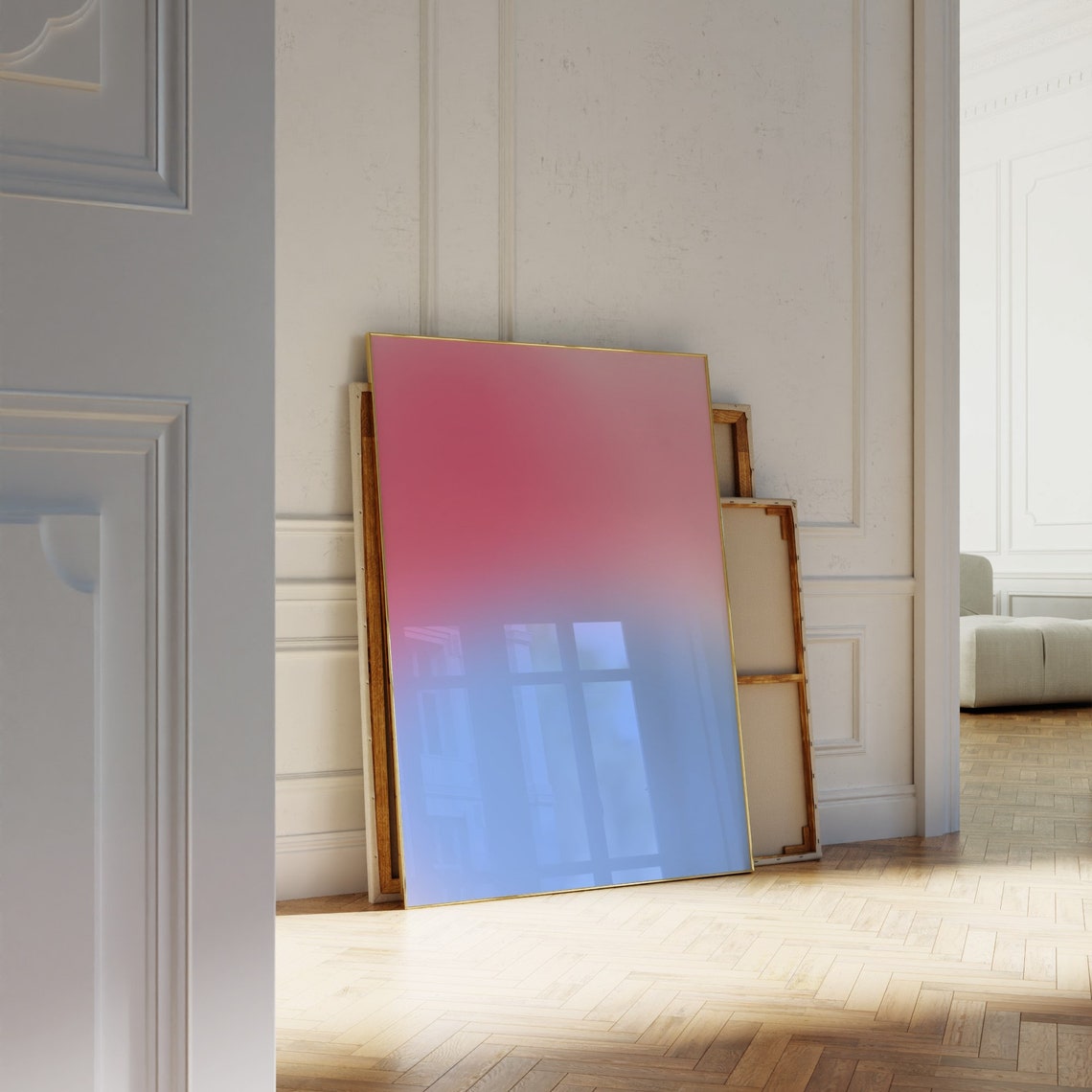 Pink Blue Aura Gradient Ombre Aesthetic Minimalist Trendy Poster - Image 2