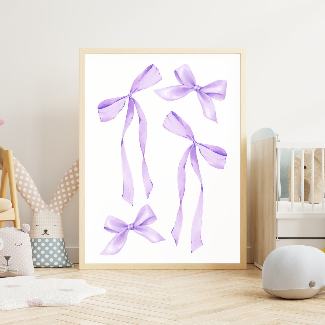 Lavender Bows Watercolor Ribbon Group Coquette Chic Style Poster - Image 3