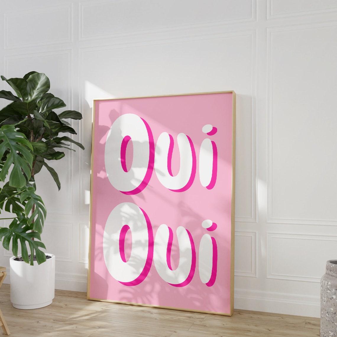 Oui Oui Pink Puffy Typography Poster French Phrase Trendy Cute Decor - Image 2