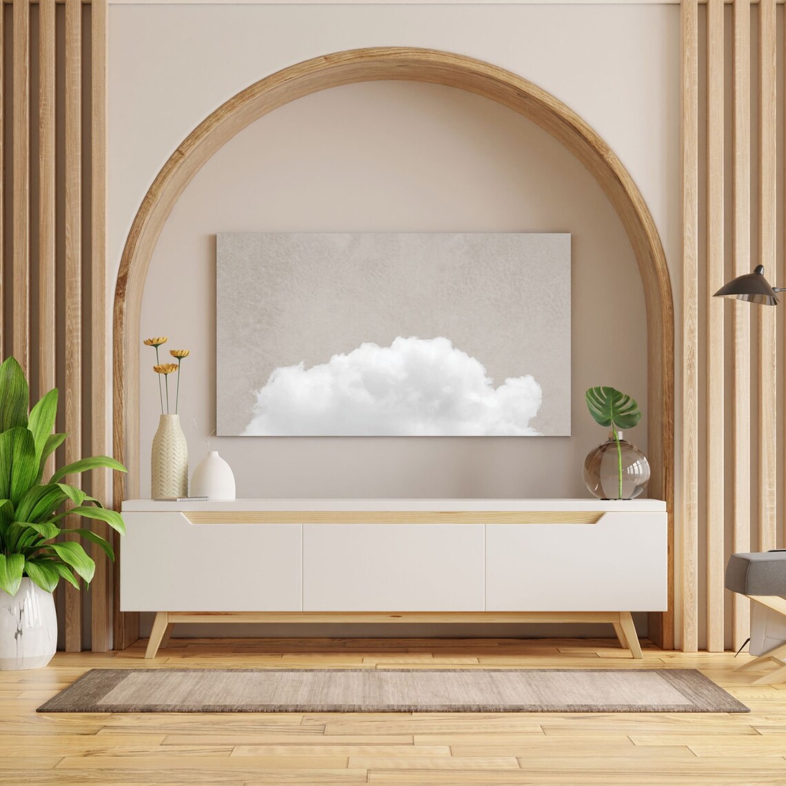 Beige Cloud Minimalist Landscape Art Print - Image 2